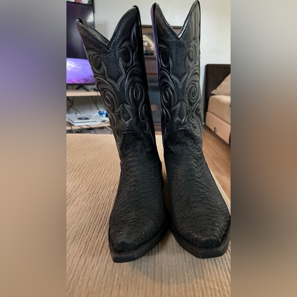 Los Altos suede python cowboy boots